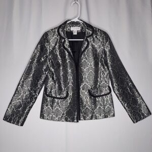 Marshall Fields Metallic Floral Blazer Women Small  Romantic Holiday Old Money
